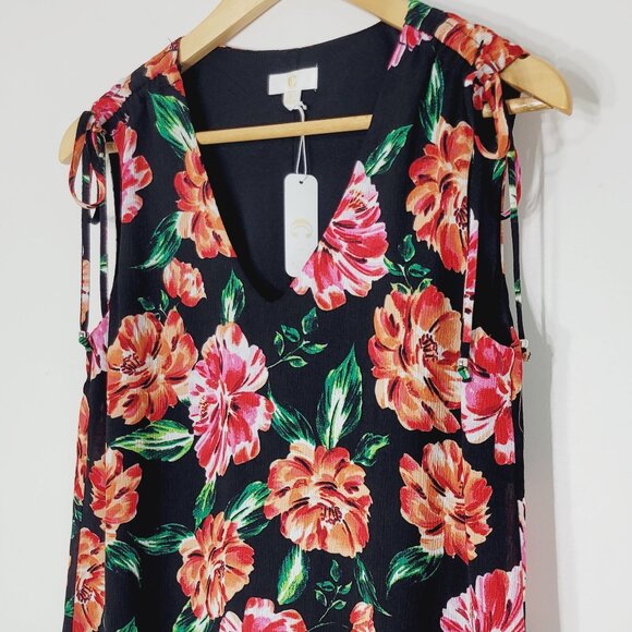 Multicolor Floral Sleeveless Lightwe Back Zip Wrap Knee Length Shift Dress Small - Picture 3 of 10